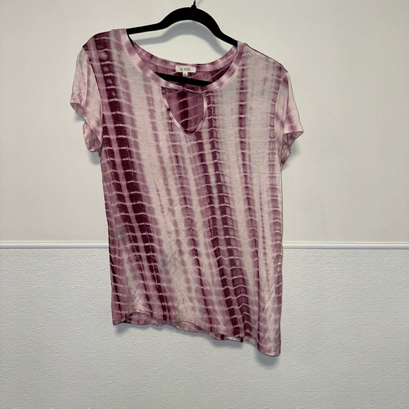 Women's La Miel T-shirt Size S Purple Tie Dye Small Teardrop Cutout - Picture 5 of 8